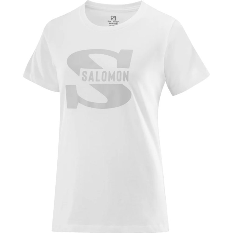 White Salomon Outlife Big Logo Short Sleeve Women's T-Shirts | IE JN4792